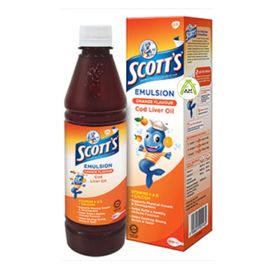 Scott's Emulsion Cod Liver Oil Orange Flavor - Minyak Ikan Kod Rasa Jeruk 400ml