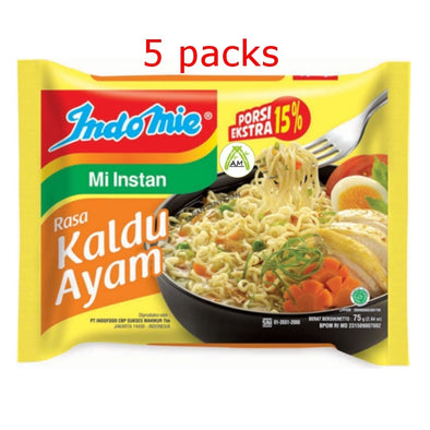 5x Indomie Rasa Kaldu Ayam 75g - Indomie Chicken Flavour Instant Noodles
