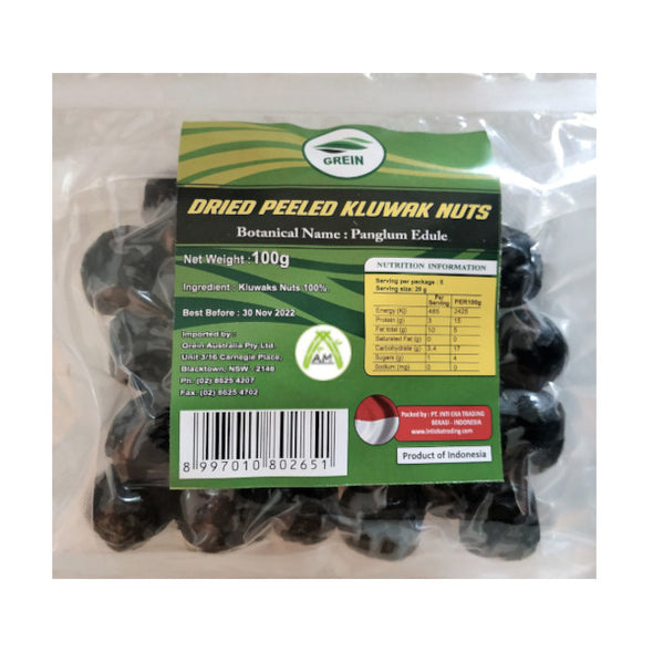 Dried Peeled Kluwak Black Nuts Panglum Edule Seeds - Buah Kepayang Kluwek kupas 100g