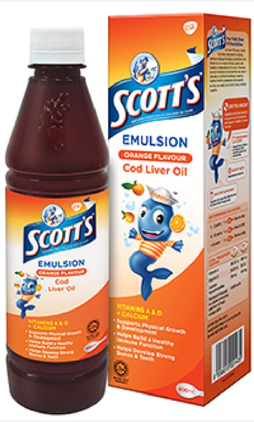 Scott's Emulsion Cod Liver Oil Orange Flavor - Minyak Ikan Kod Rasa Jeruk 400ml