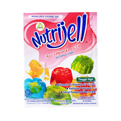 Nutrijell Jeli Serbuk Instant Leci Merah 15g - Nutrijell Jelly Powder Lychee Flavour Red Colour